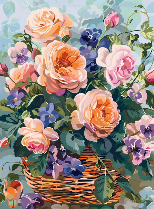 Abstract Basket of Flowers Diamond Art Kit