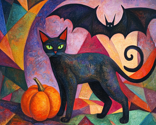 Abstract Bat and Black Cat Diamond Art Kit