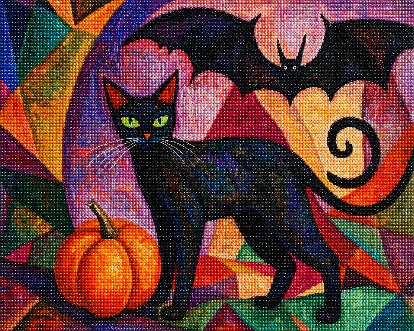 Abstract Bat and Black Cat Diamond Art Kit