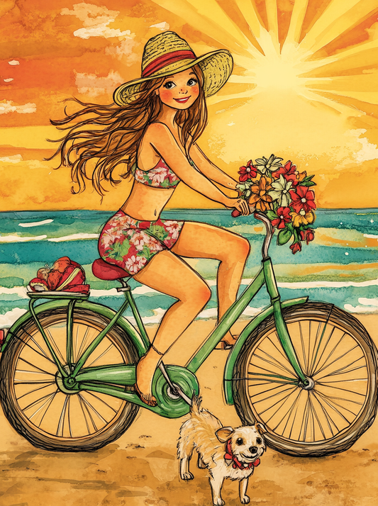 Abstract Beach Bike Ride Diamond Art Kit
