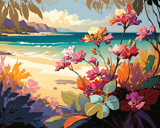 Abstract Beach Flora Diamond Art Kit