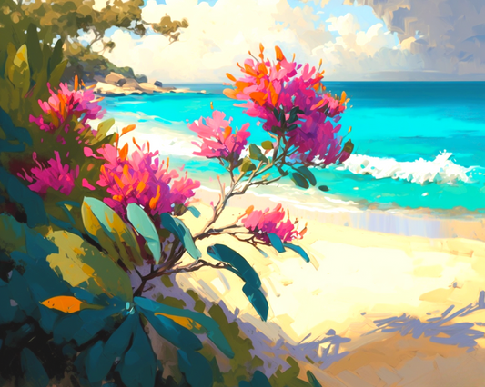 Abstract Beach Plant Diamond Art Kit