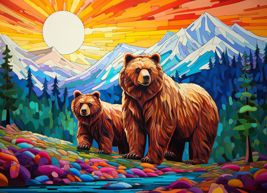 Abstract Bears in the Sun Diamond Art Kit