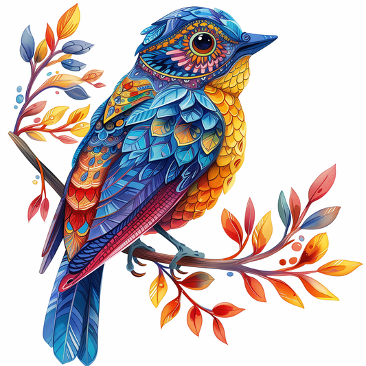 Abstract Bird and Leaves Diamond Art Kit