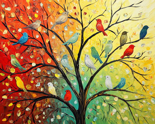 Abstract Birds in the Tree Diamond Art Kit