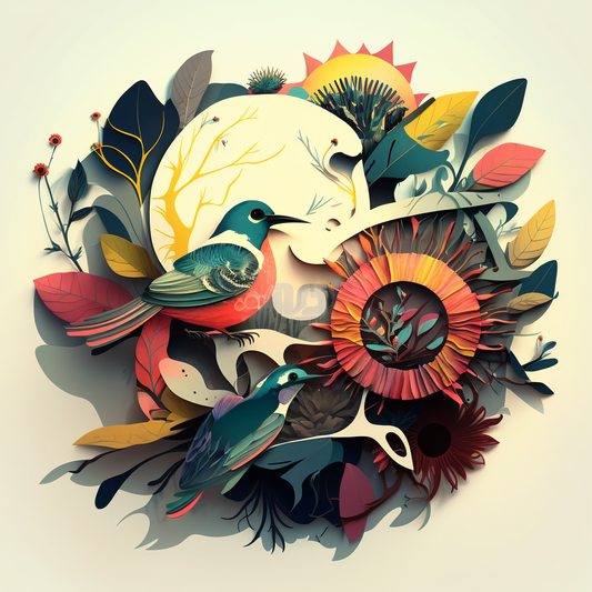 Abstract Birds and Leaves Diamond Art Kit