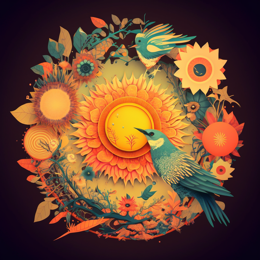 Abstract Birds and Sun Diamond Art Kit