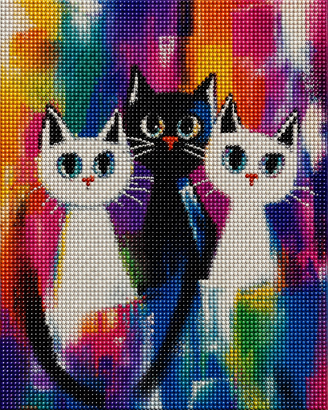 Abstract Black and White Cats Diamond Art Kit — diamond art kit canvas