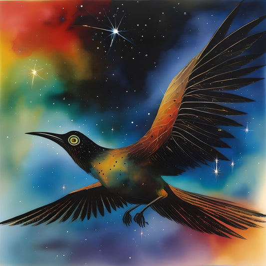 Abstract Black Bird and Stars Diamond Art Kit