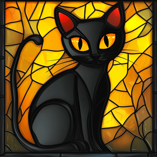 Abstract Black Cat Diamond Art Kit