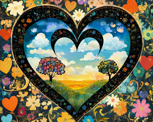 Abstract Black Framed Heart Diamond Art Kit