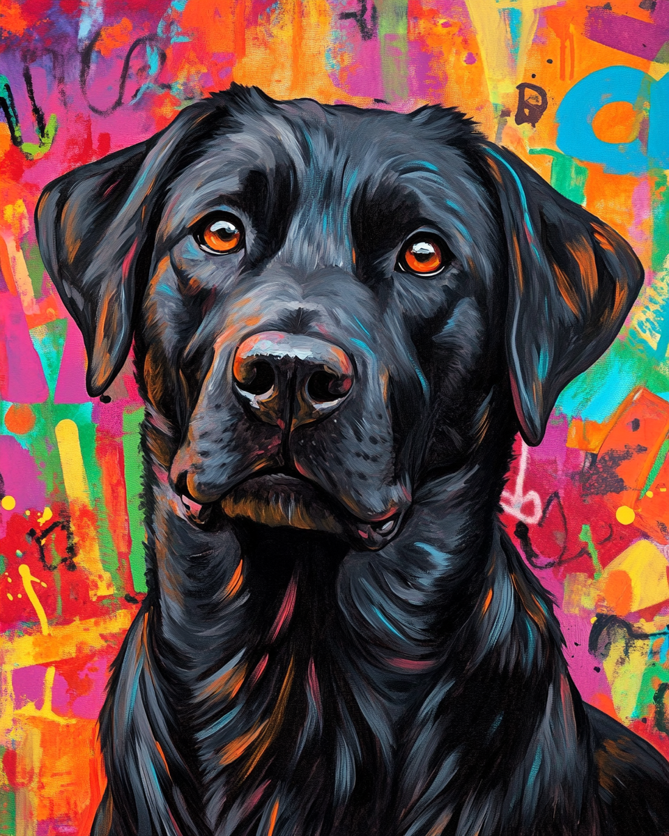 Abstract Black Labrador Diamond Art Kit