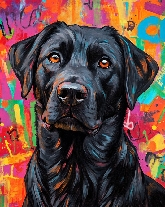 Abstract Black Labrador Diamond Art Kit