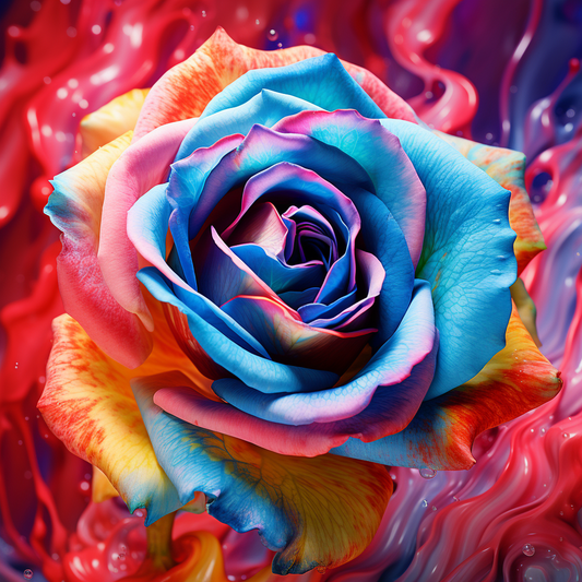 Abstract Blue and Colors Rose Diamond Art Kit