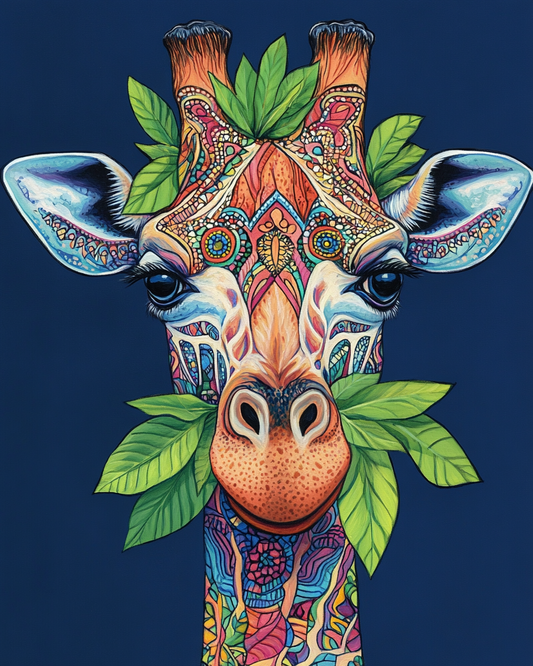 Abstract Blue Background Giraffe Diamond Art Kit