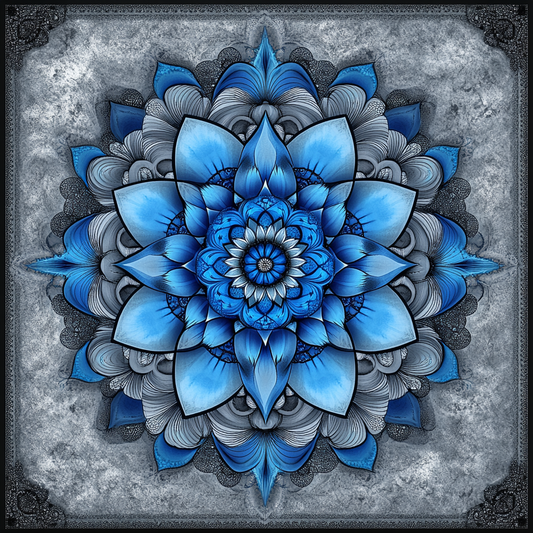 Abstract Blue and Black Flower Mandala Diamond Art Kit