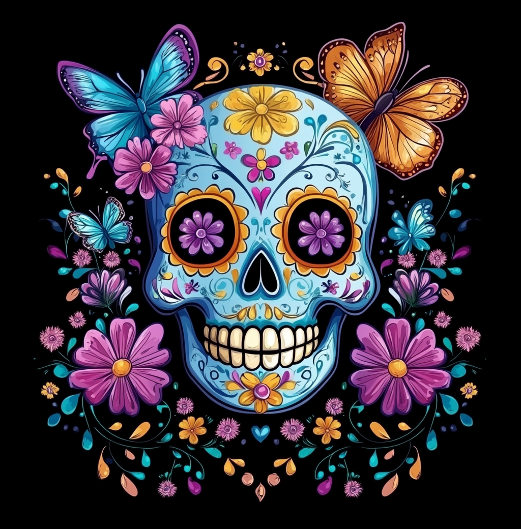 Abstract Blue Butterfly Skull Diamond Art Kit