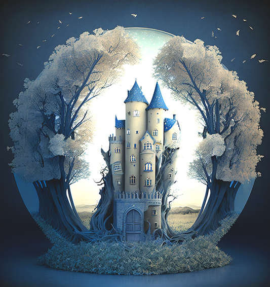 Abstract Blue Castle Diamond Art Kit
