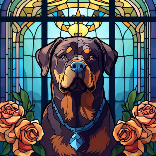 Abstract Blue Collar Rottweiler Diamond Art Kit