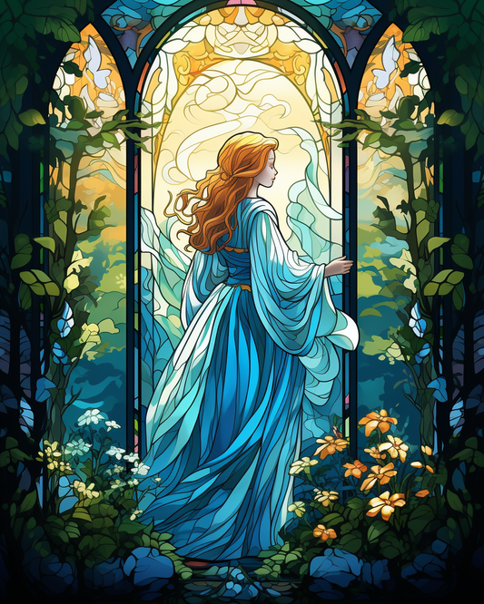 Abstract Blue Dress Woman Diamond Art Kit