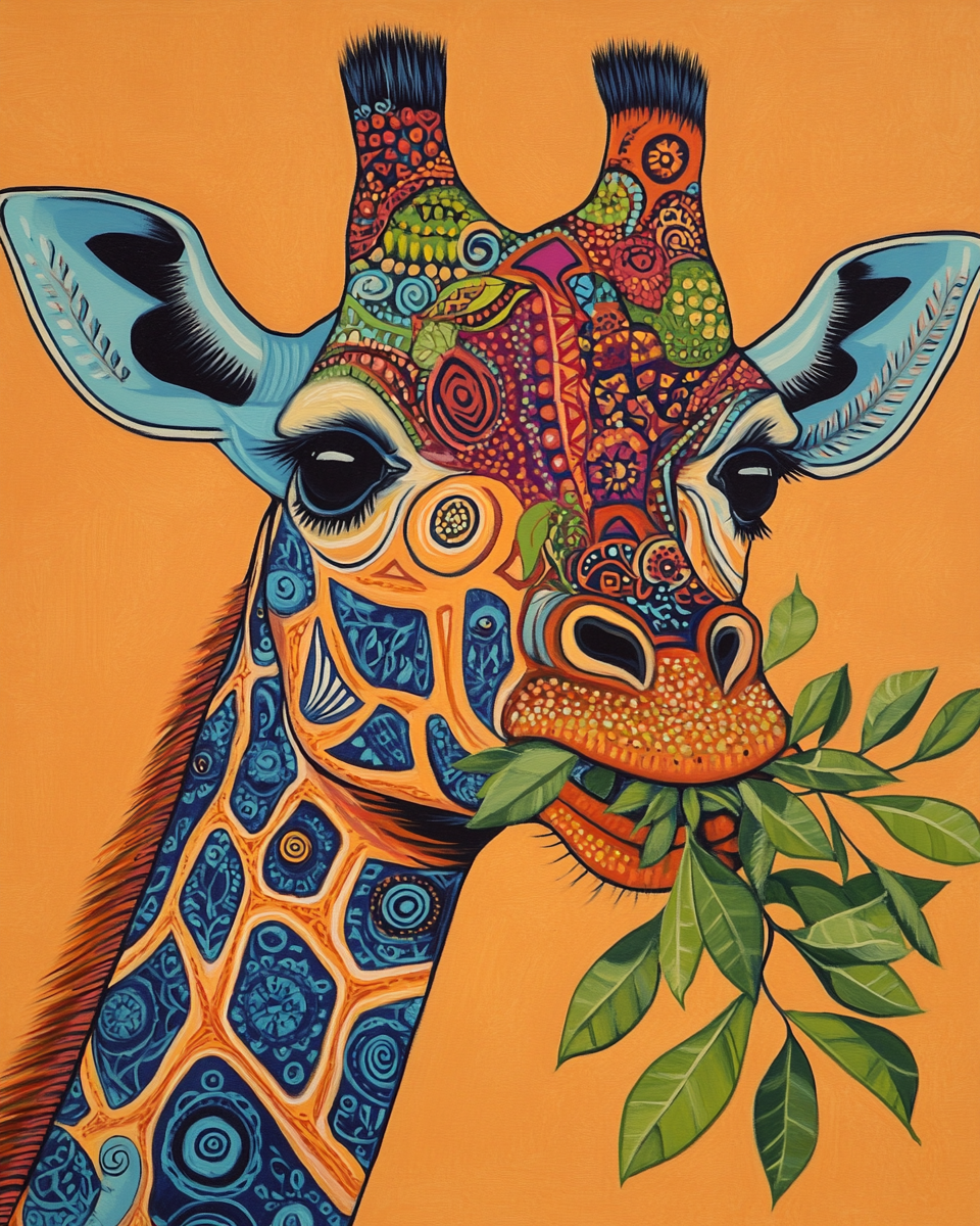 Abstract Blue Ear Giraffe Diamond Art Kit