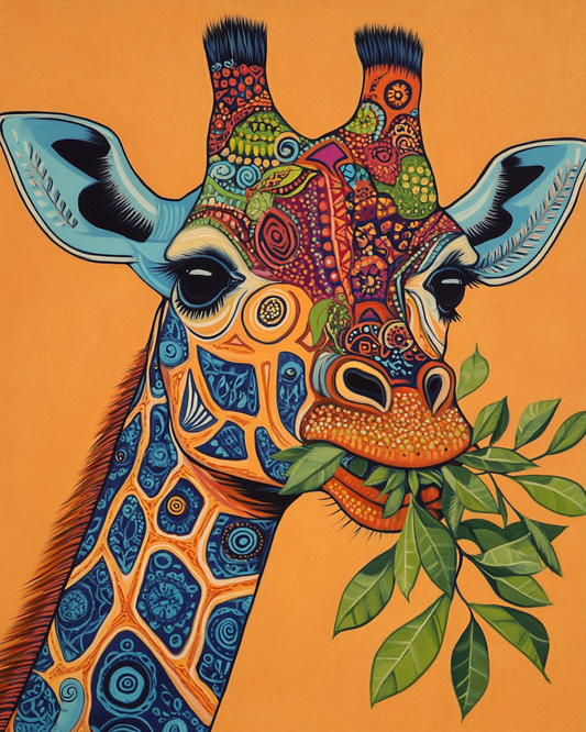 Abstract Blue Ear Giraffe Diamond Art Kit