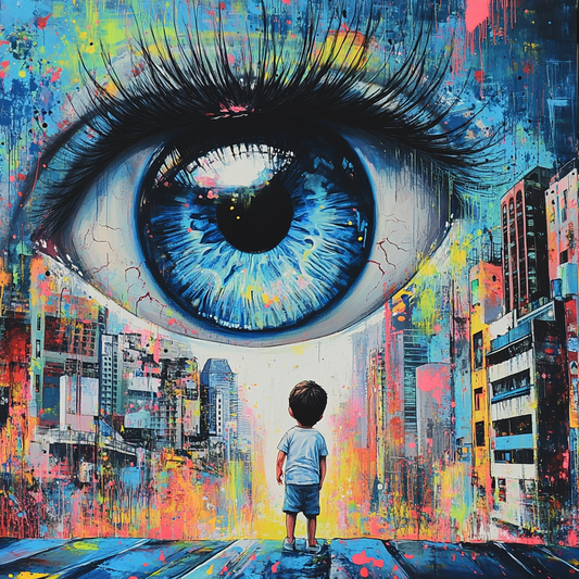 Abstract Blue Eye Boy Diamond Art Kit