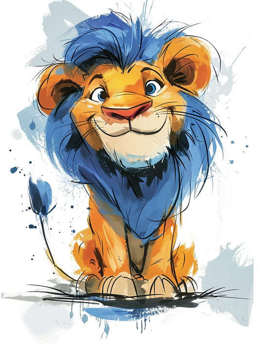 Abstract Blue Hair Lion Diamond Art Kit