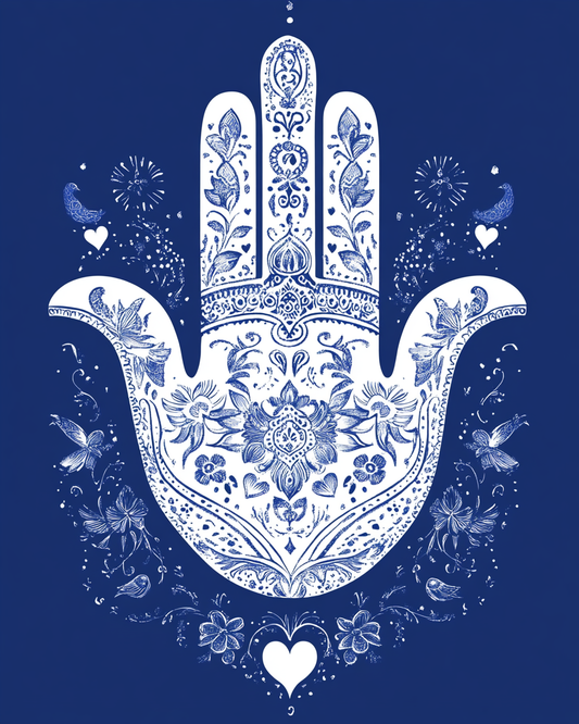 Abstract Blue Hamsa Diamond Art Kit