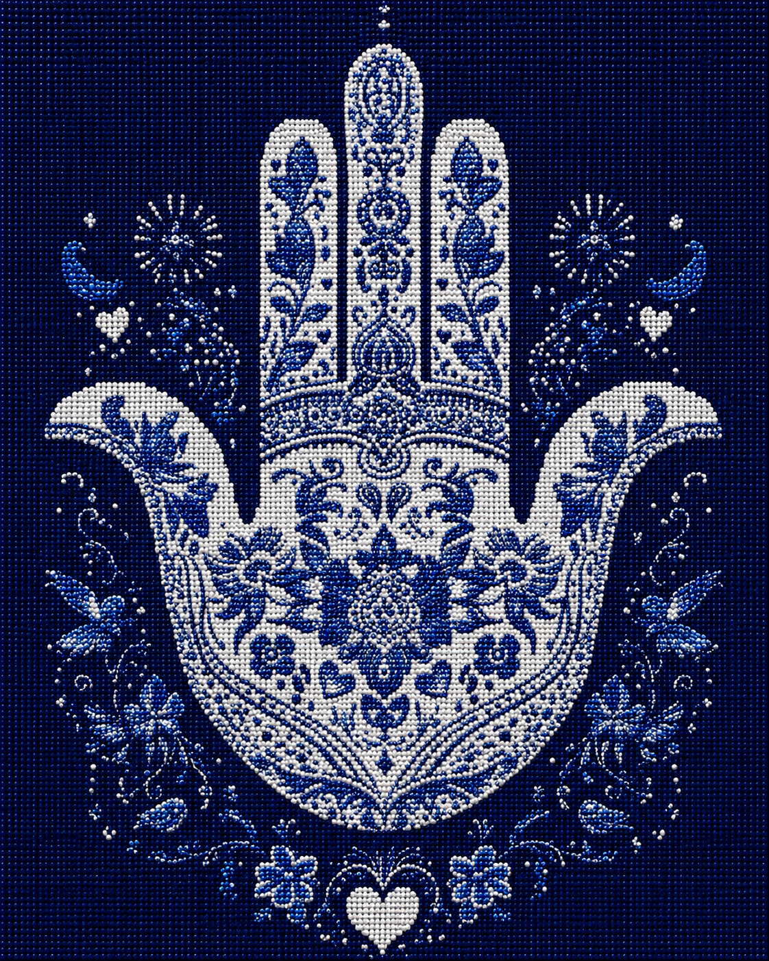 Abstract Blue Hamsa Diamond Art Kit