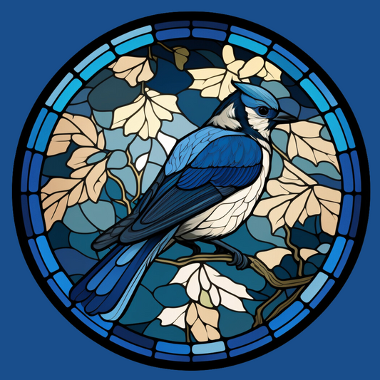 Abstract Blue Jay Circle Diamond Art Kit