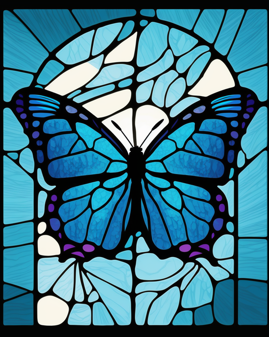 Abstract Blue and Purple Butterfly Panel Diamond Art Kit