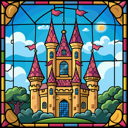 Abstract Blue Sky Castle Diamond Art Kit