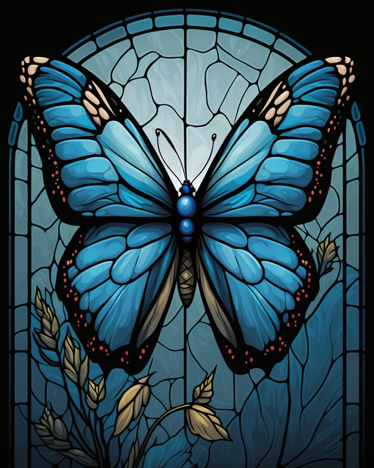 Abstract Blue and Tan Butterfly Panel Diamond Art Kit