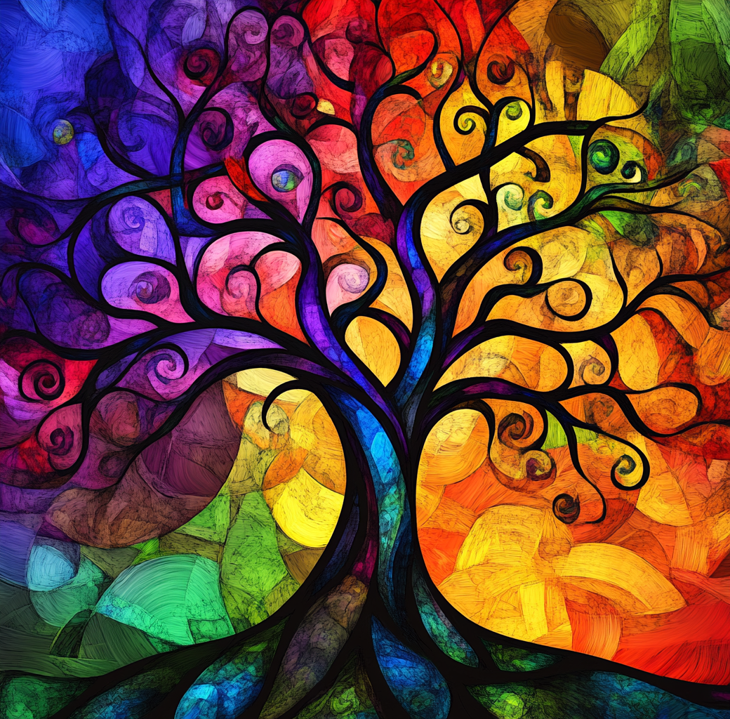 Abstract Bright Colored Tree Diamond Art Kit