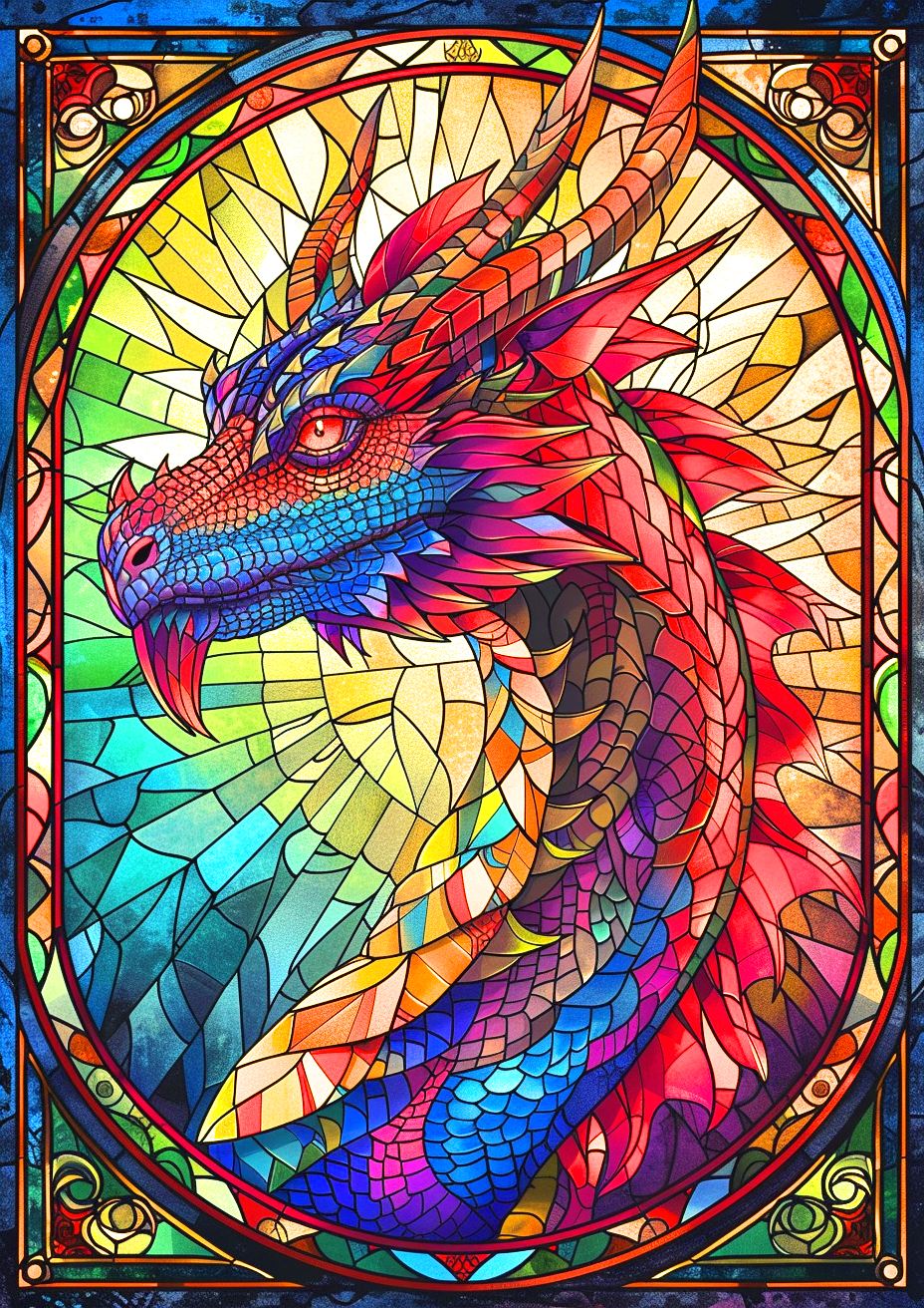 Abstract Bright Dragon Window Diamond Art Kit