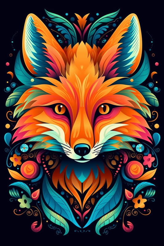 Abstract Bright Orange Fox Diamond Art Kit