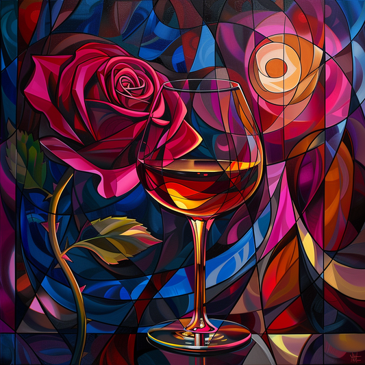 Abstract Bright Wine and Rose Diamond Art Kit