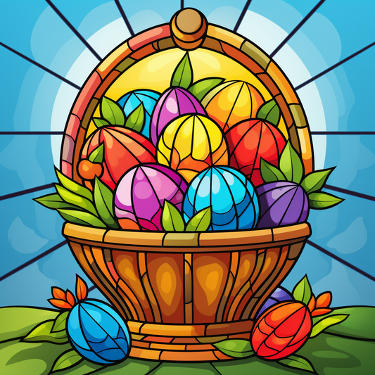 Abstract Brown Basket of Eggs Diamond Art Kit