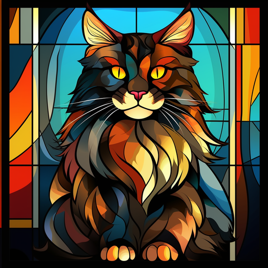 Abstract Brown Maine Coon Diamond Art Kit