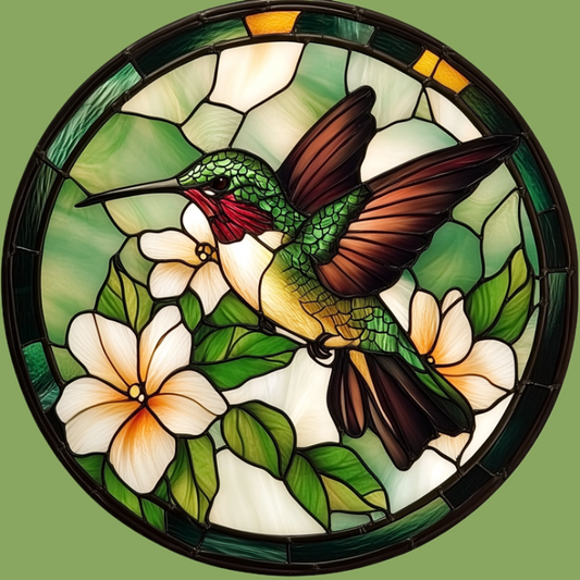 Abstract Brown Wing Hummingbird Circle Diamond Art Kit