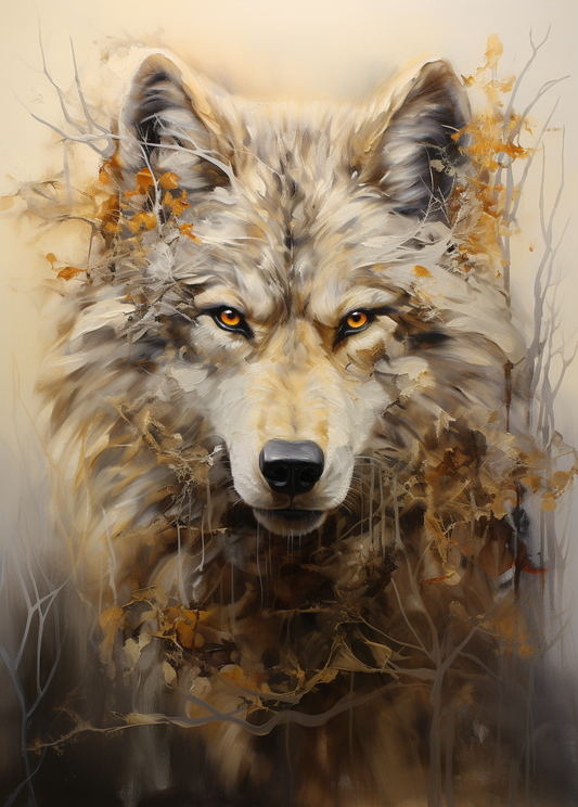 Abstract Brush Wolf Diamond Art Kit