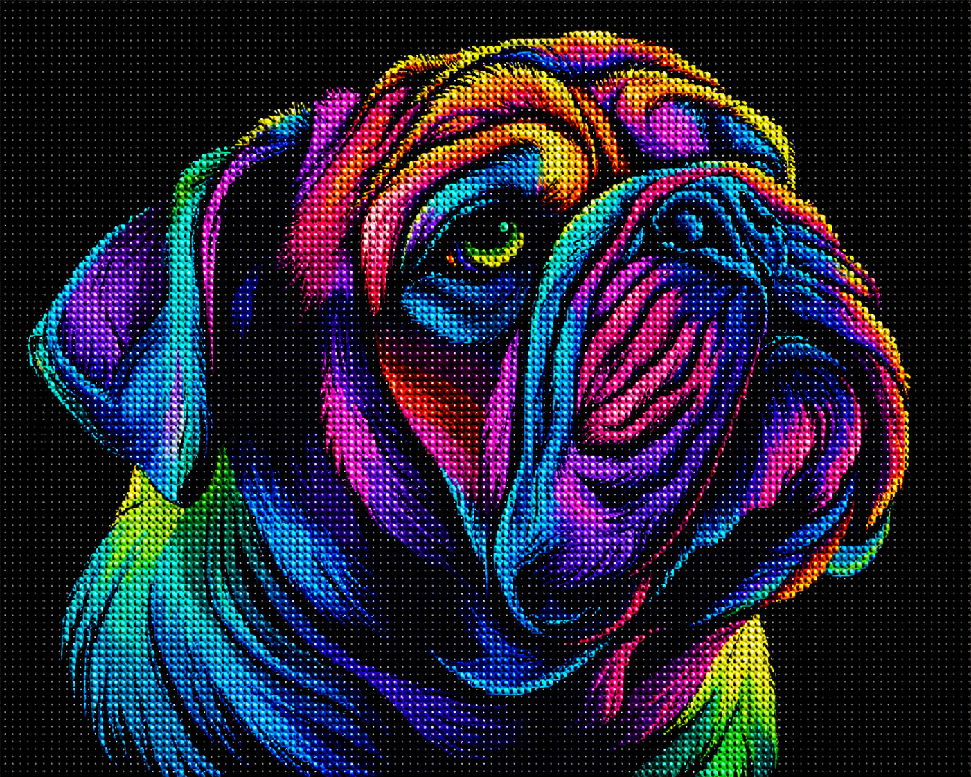 Abstract Colorful Bulldog Diamond Art Kit