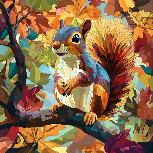 Abstract Bushy Tail Squirrel Diamond Art Kit