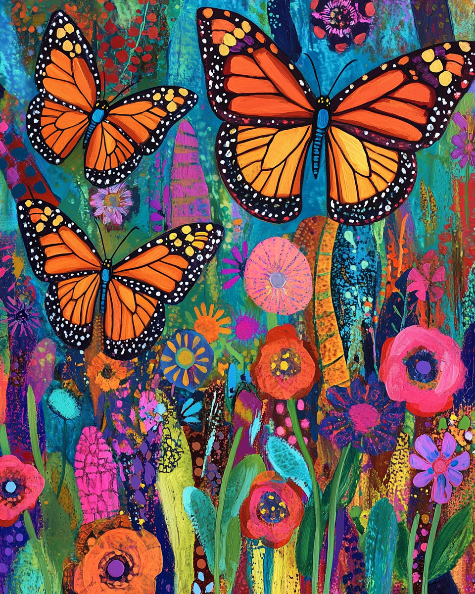 Abstract Butterflies and Flowers Diamond Art Kit