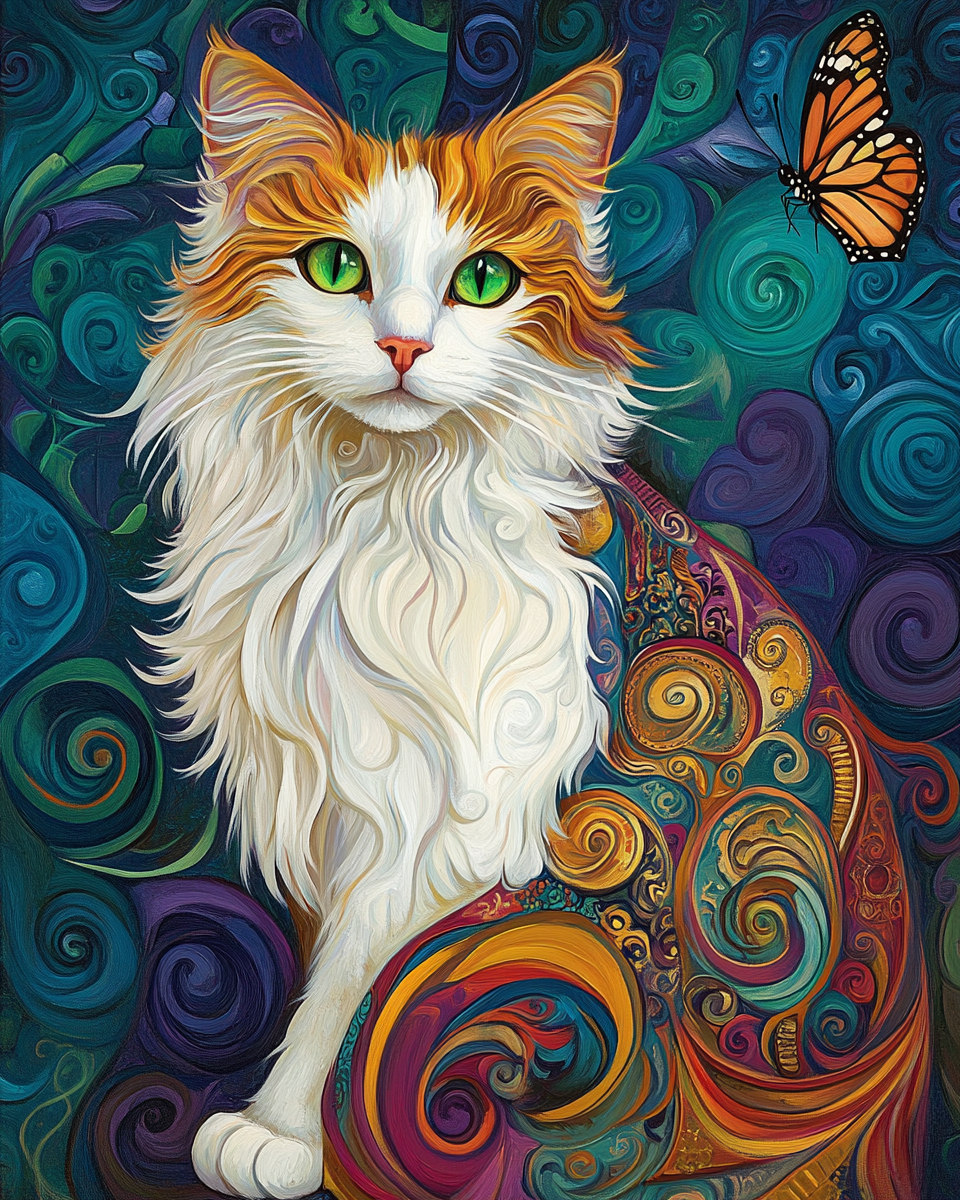 Abstract Butterfly Cat Diamond Art Kit
