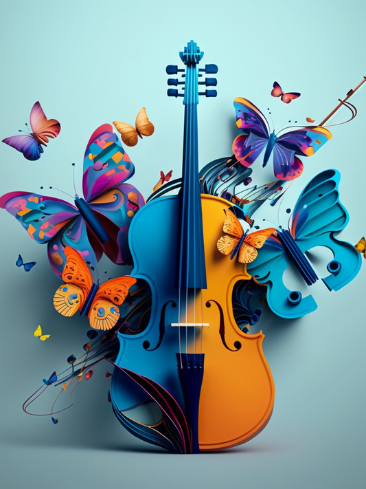 Abstract Butterfly Violin Diamond Art Kit