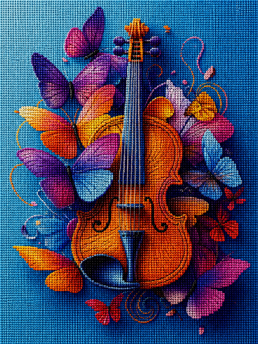 Abstract Butterflies And Violin Diamond Art Kit