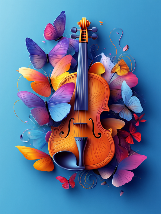 Abstract Butterfly Violin Diamond Art Kit