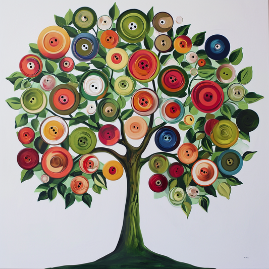 Abstract Button Tree Diamond Art Kit